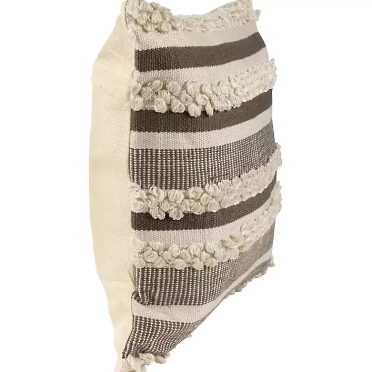 Outdoor Cushions & Pillows-Kirklands Home Gray and Cream Striped Indoor/Outdoor Pillow