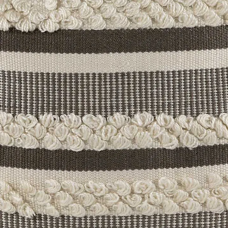 Outdoor Cushions & Pillows-Kirklands Home Gray and Cream Striped Indoor/Outdoor Pillow