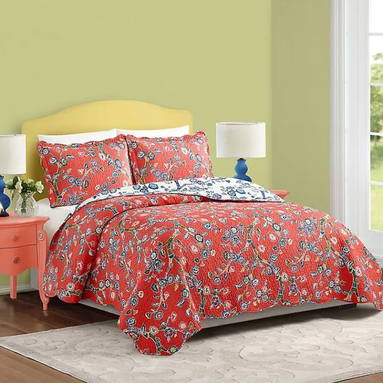 Quilts-Kirklands Home Floral Dreams 3-pc. King Quilt Set Red