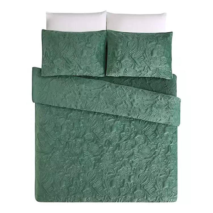 Quilts-Kirklands Home Secret Garden 3-pc. Full/Queen Quilt Set Green