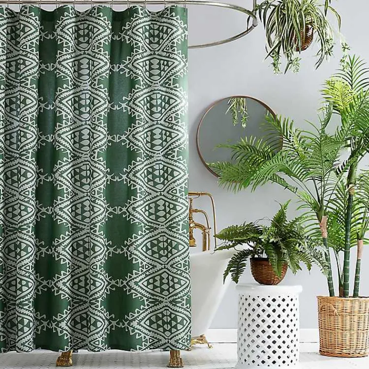 Shower Curtains-Kirklands Home Aisha Shower Curtain Green