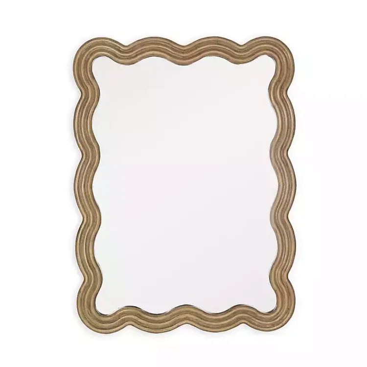 Decorative Mirrors-Kirklands Home Brown Wood Wavy Adria Wall Mirror
