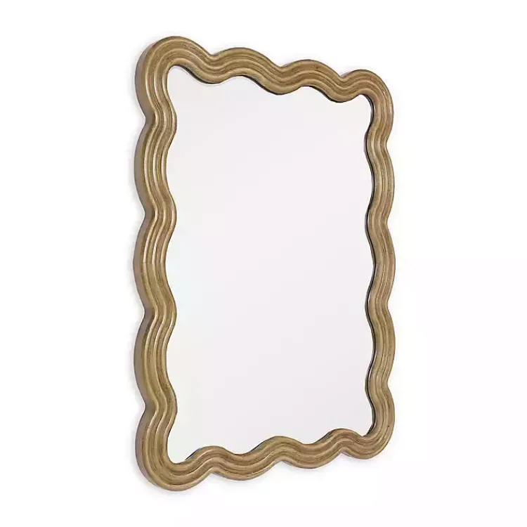 Decorative Mirrors-Kirklands Home Brown Wood Wavy Adria Wall Mirror