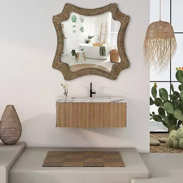Decorative Mirrors-Kirklands Home Marley Natural Woven Rope Wall Mirror