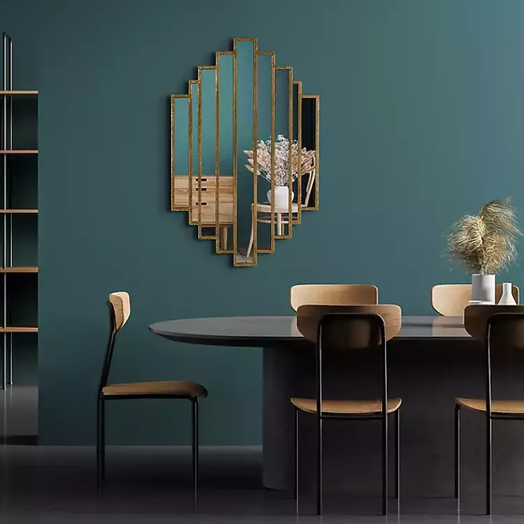 Decorative Mirrors-Kirklands Home Briggs Gold Metal Panels Wall Mirror