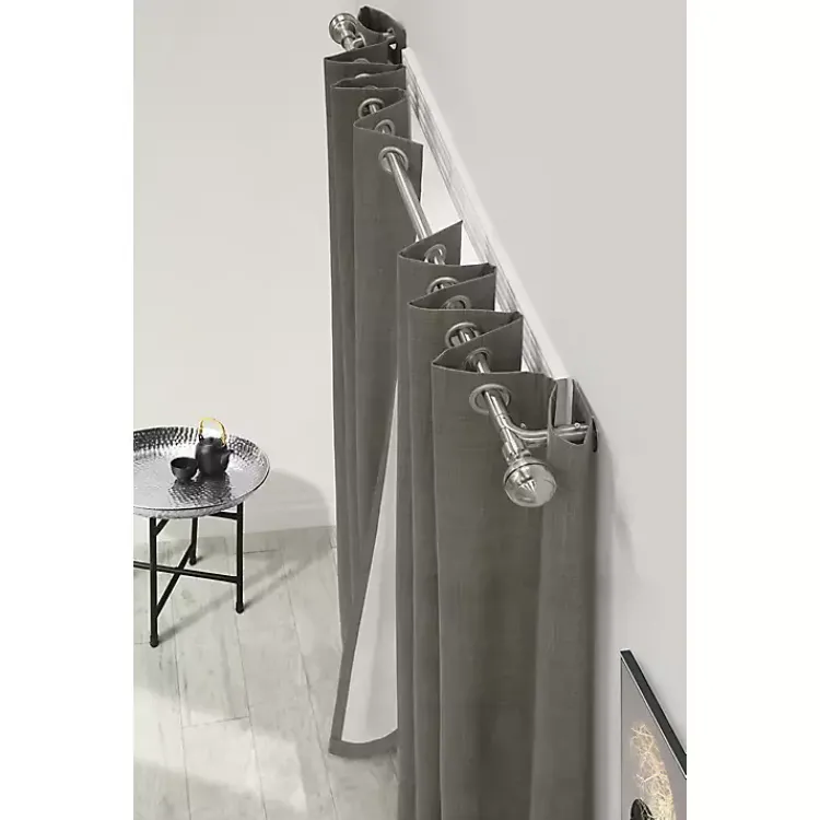 Curtain Rods & Hardware-Kirklands Home Nickel Blackout Extendable Curtain Rod, 144 in.