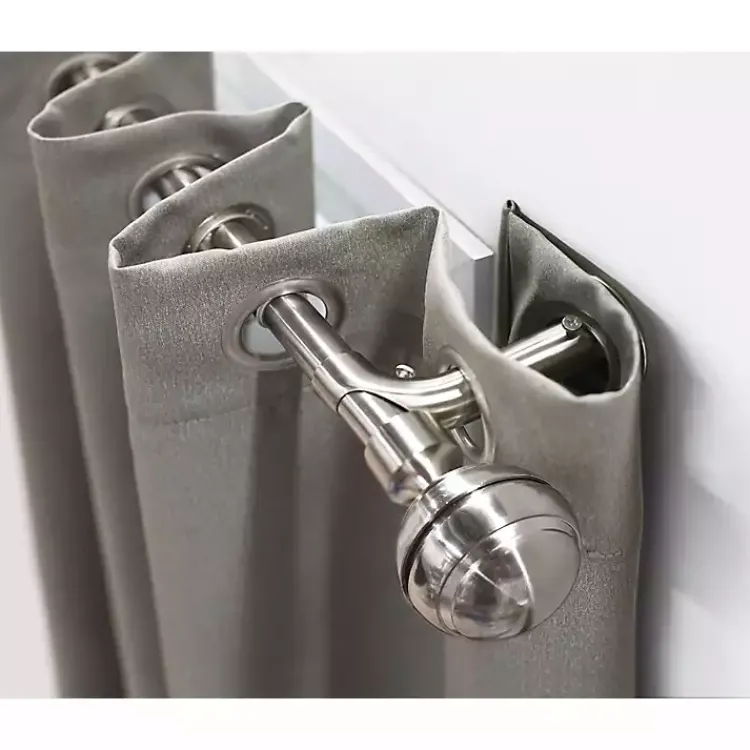 Curtain Rods & Hardware-Kirklands Home Nickel Blackout Extendable Curtain Rod, 144 in.