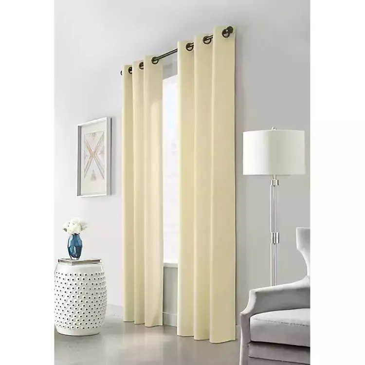 Curtains & Drapes-Kirklands Home Natural Room Darkening Curtain Panel Set, 63 in. Tan