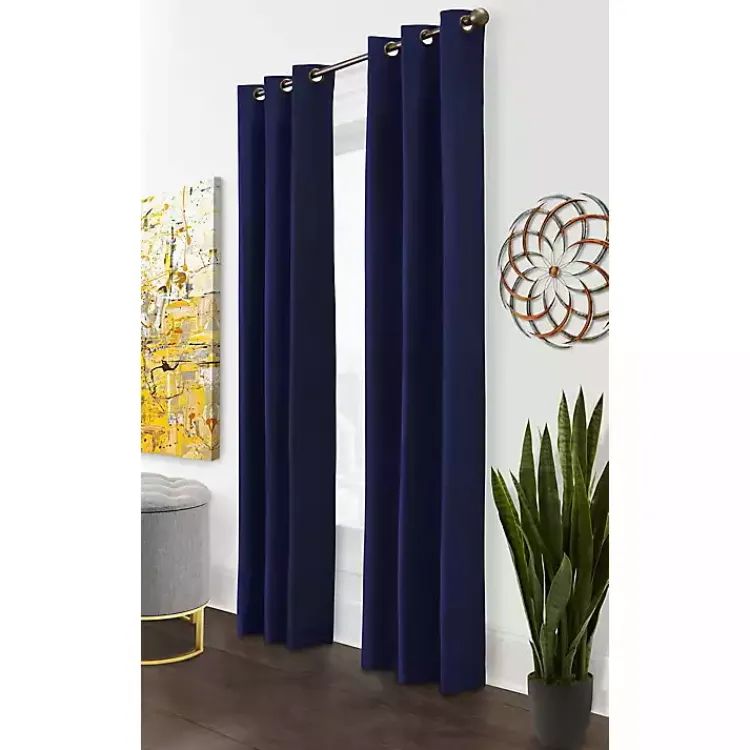 Curtains & Drapes-Kirklands Home Navy Room Darkening Curtain Panel Set, 63 in. Blue