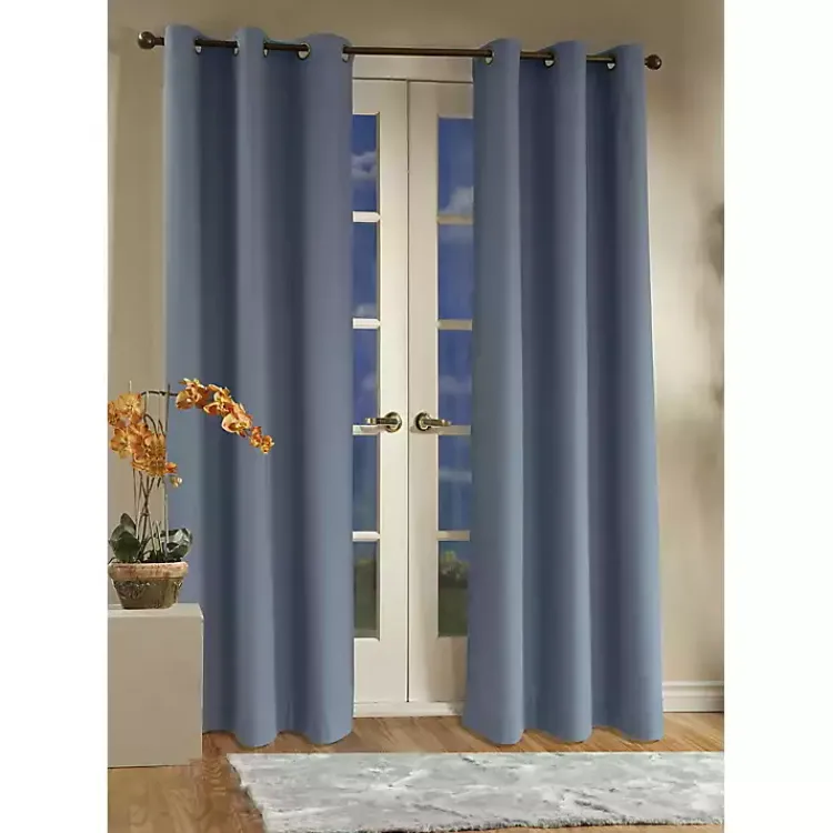 Curtains & Drapes-Kirklands Home Room Darkening Curtain Panel Set, 72 in. Blue