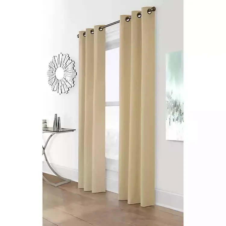 Curtains & Drapes-Kirklands Home Khaki Room Darkening Curtain Panel Set, 84 in. Tan