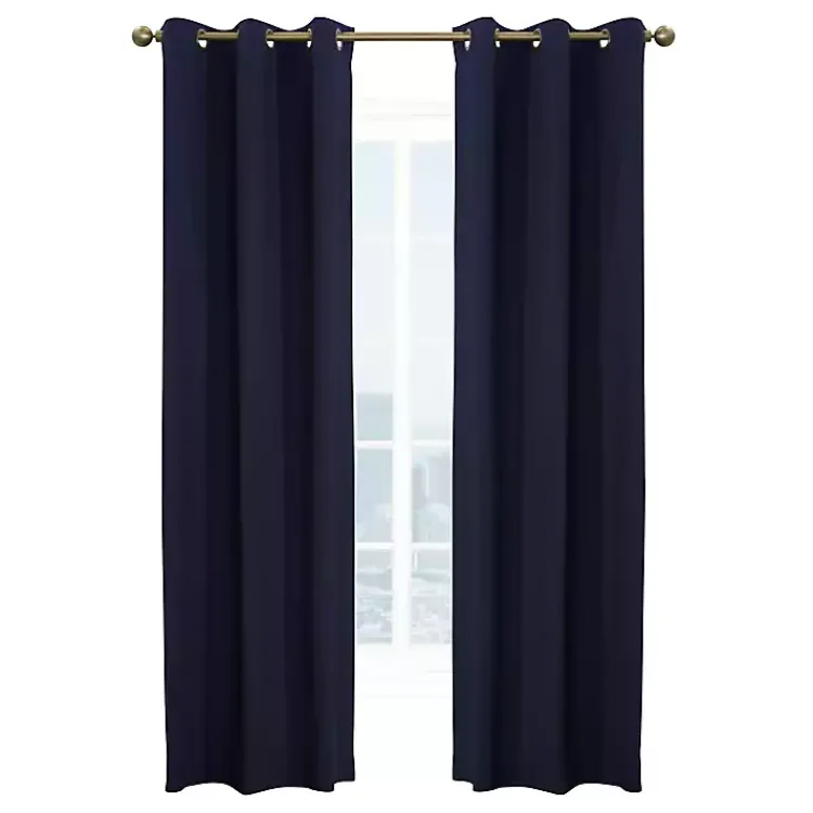 Curtains & Drapes-Kirklands Home Navy Room Darkening Curtain Panel Set, 84 in. Blue