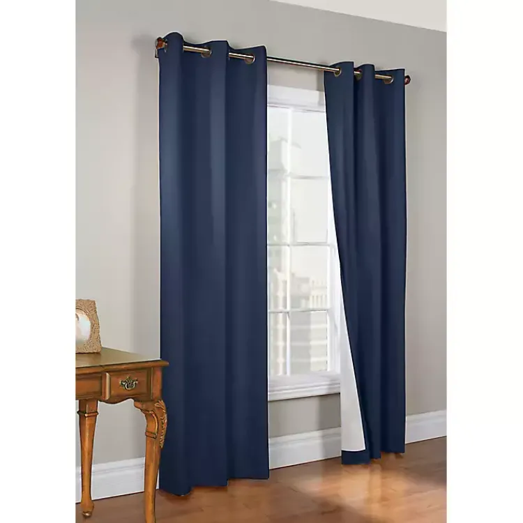 Curtains & Drapes-Kirklands Home Navy Room Darkening Curtain Panel Set, 95 in. Blue