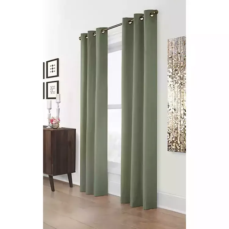 Curtains & Drapes-Kirklands Home Sage Room Darkening Curtain Panel Set, 95 in. Green