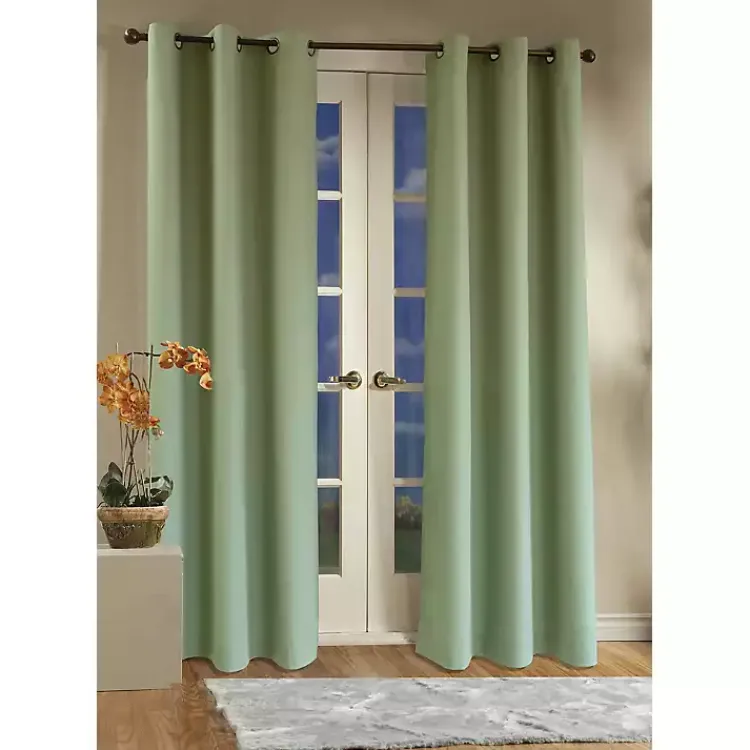 Curtains & Drapes-Kirklands Home Sage Room Darkening Curtain Panel Set, 95 in. Green