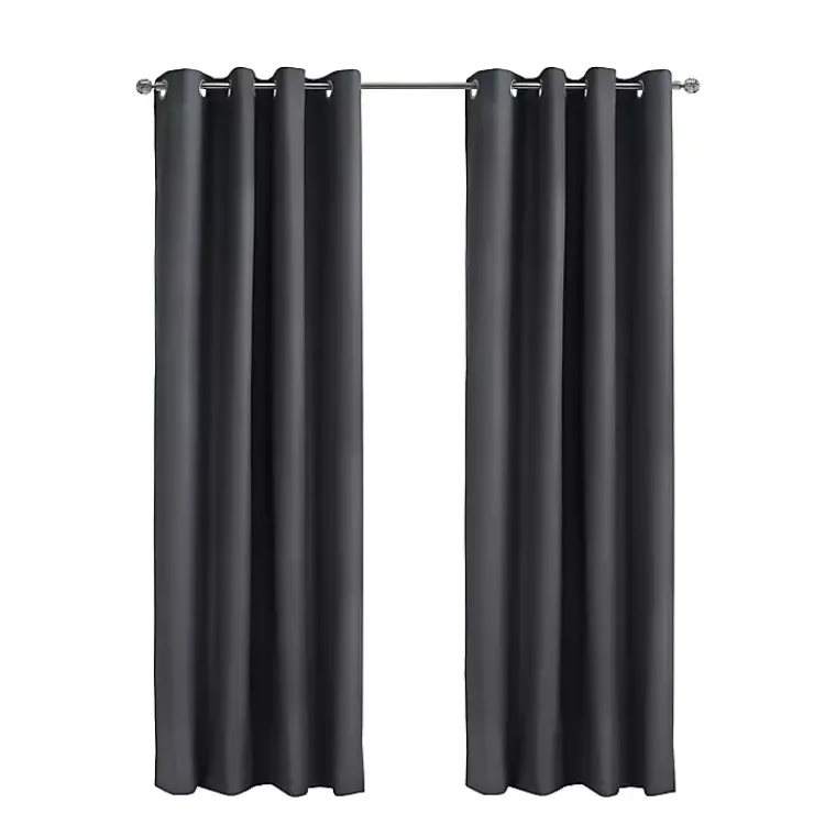 Curtains & Drapes-Kirklands Home Charcoal Alpine Blackout Curtain Panel, 84 in. Gray