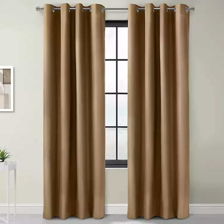Curtains & Drapes-Kirklands Home Taupe Alpine Blackout Curtain Panel, 95 in. Tan