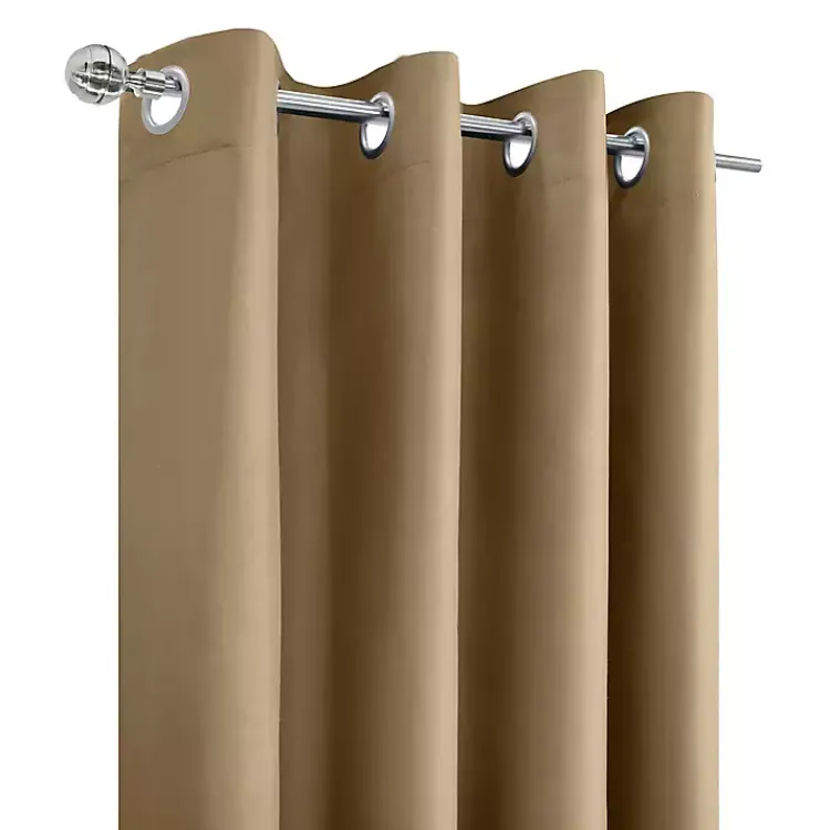 Curtains & Drapes-Kirklands Home Taupe Alpine Blackout Curtain Panel, 95 in. Tan
