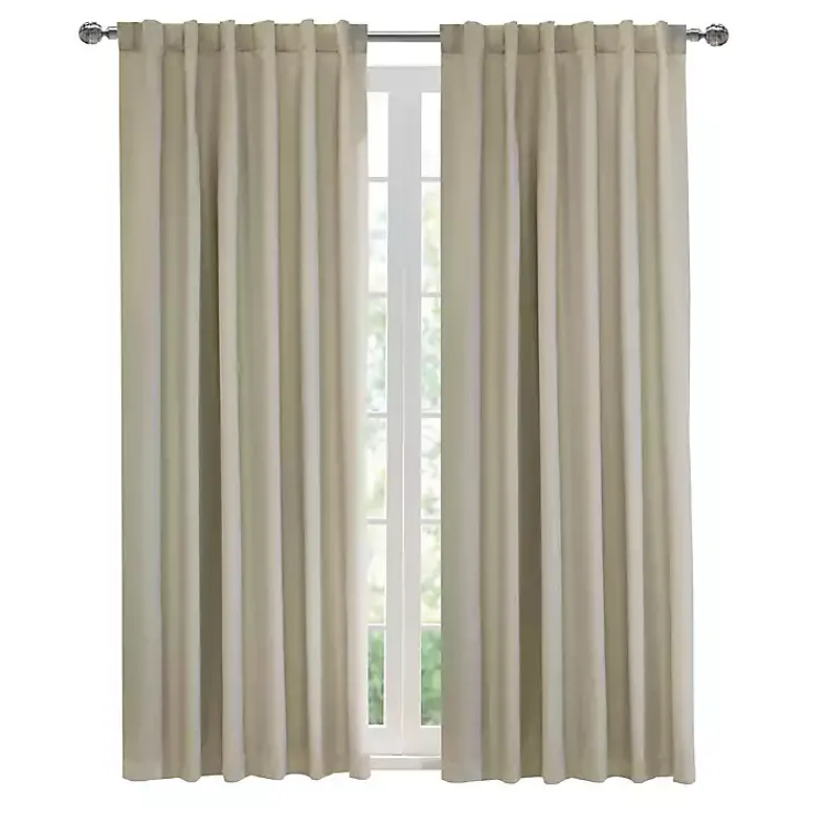 Curtains & Drapes-Kirklands Home Oatmeal Baxter Blackout Curtain Panel, 84 in. Tan