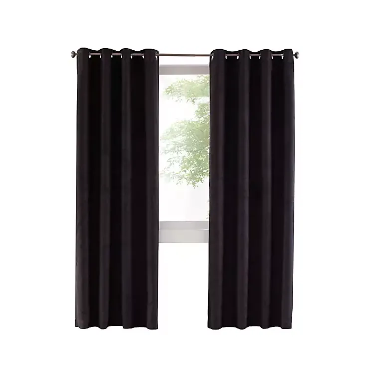 Curtains & Drapes-Kirklands Home Faux Suede out Curtain Panel, 108 in. Black
