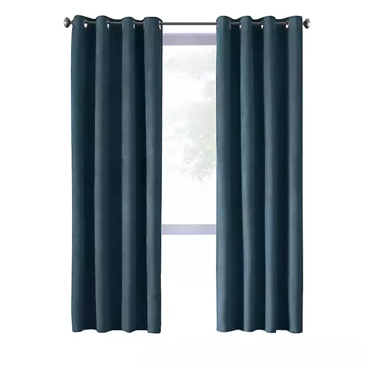 Curtains & Drapes-Kirklands Home Navy Faux Suede Blackout Curtain Panel, 108 in. Blue