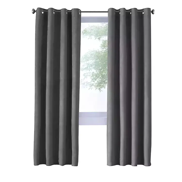 Curtains & Drapes-Kirklands Home Faux Suede Blackout Curtain Panel, 63 in. Gray