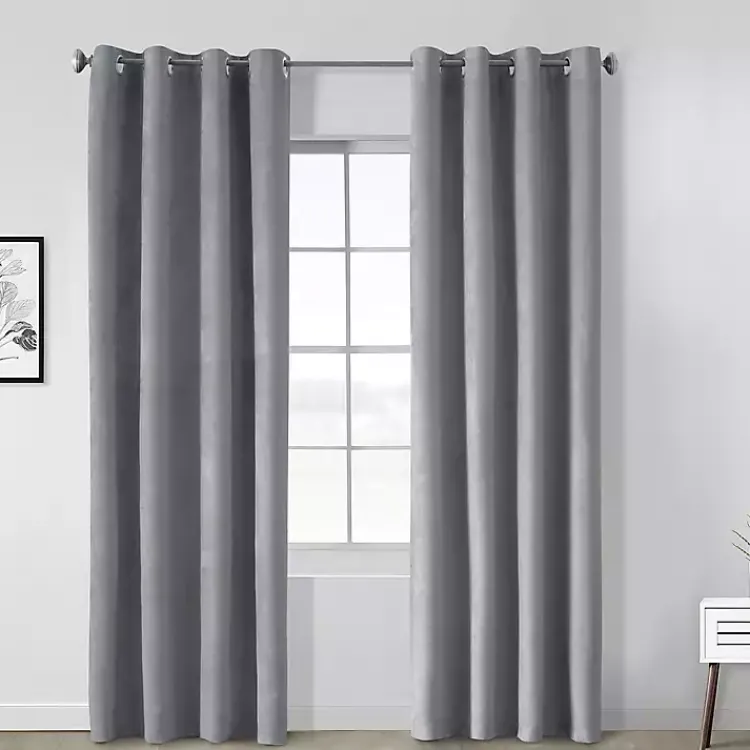 Curtains & Drapes-Kirklands Home Faux Suede Blackout Curtain Panel, 63 in. Gray