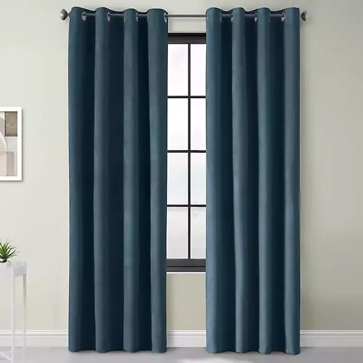 Curtains & Drapes-Kirklands Home Navy Faux Suede Blackout Curtain Panel, 63 in. Blue
