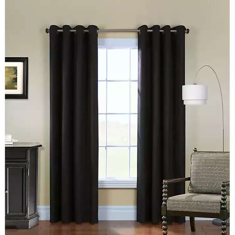 Curtains & Drapes-Kirklands Home Faux Suede out Curtain Panel, 84 in. Black