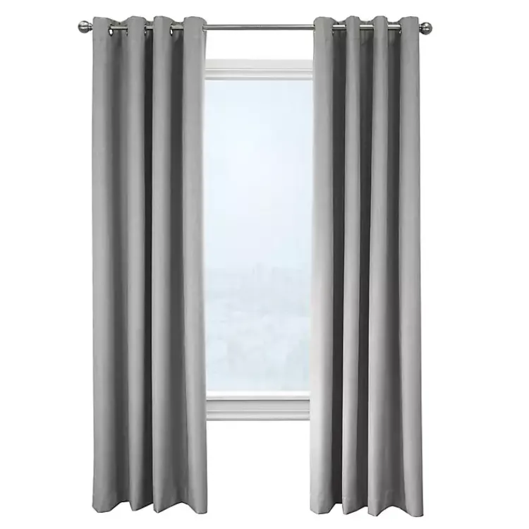 Curtains & Drapes-Kirklands Home Thatched Blackout Curtain Panel, 95 in. Gray