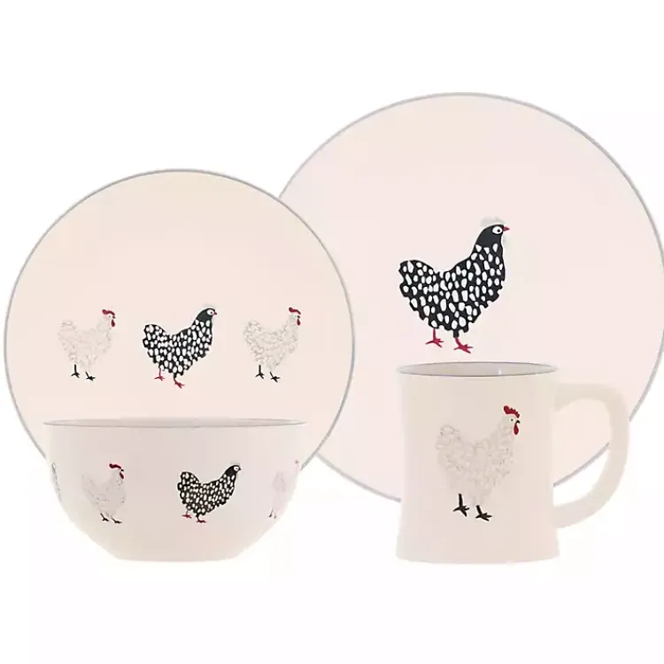 Dinnerware-Kirklands Home Rooster Stoneware 16-pc. Dinnerware Set Ivory