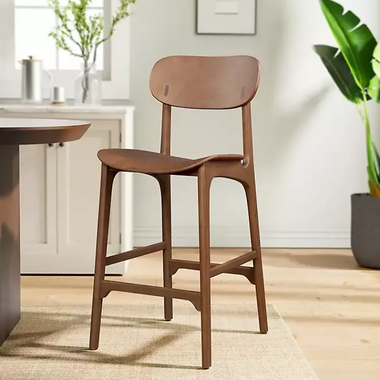 Bar Stools & Counter Height Stools-Kirklands Home Light Mid-Century Modern Bar Stool Brown