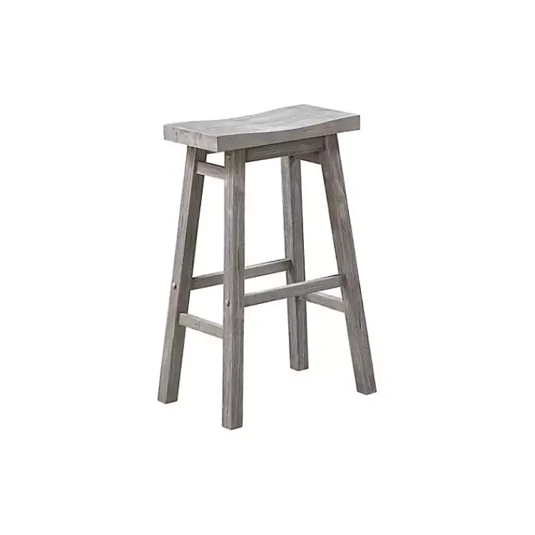 Bar Stools & Counter Height Stools-Kirklands Home Wire Brush Saddle Bar Stools, Set of 2 Gray