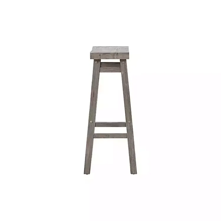 Bar Stools & Counter Height Stools-Kirklands Home Wire Brush Saddle Bar Stools, Set of 2 Gray
