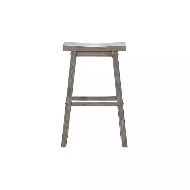 Bar Stools & Counter Height Stools-Kirklands Home Wire Brush Saddle Bar Stools, Set of 2 Gray