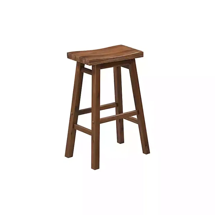 Bar Stools & Counter Height Stools-Kirklands Home Chestnut Wire Brush Saddle Bar Stools, Set of 2 Brown