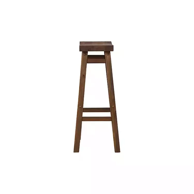 Bar Stools & Counter Height Stools-Kirklands Home Chestnut Wire Brush Saddle Bar Stools, Set of 2 Brown