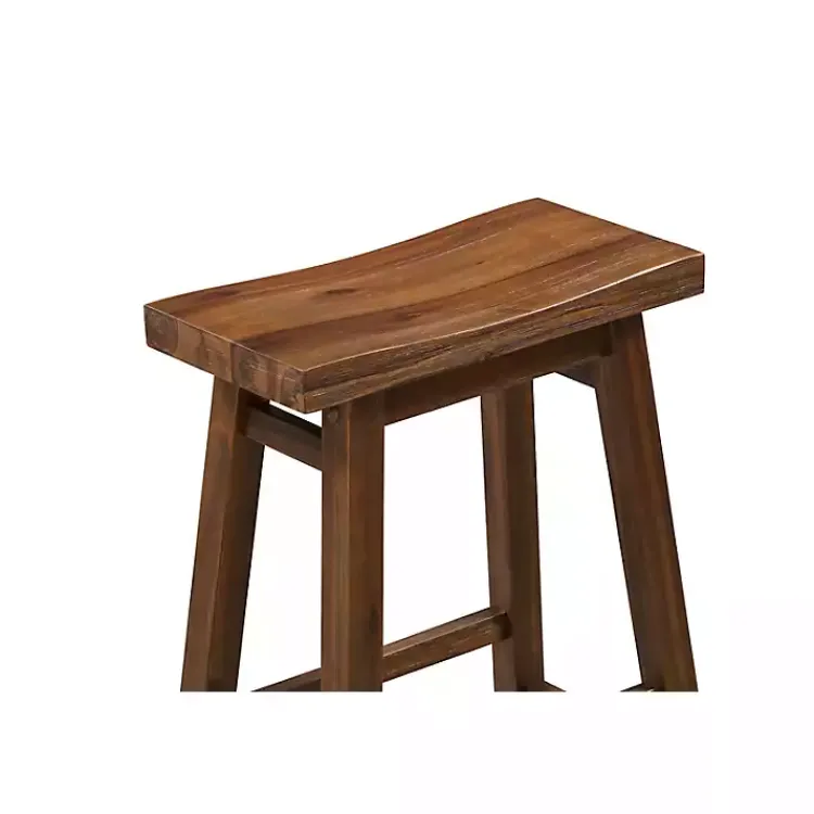 Bar Stools & Counter Height Stools-Kirklands Home Chestnut Wire Brush Saddle Bar Stools, Set of 2 Brown