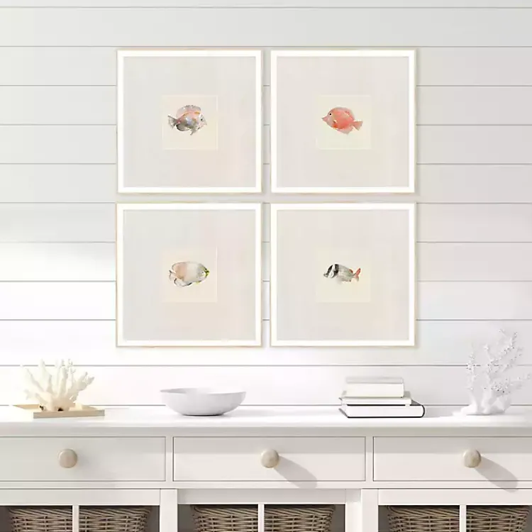 Framed Art-Kirklands Home Coastal Medley Framed Art Prints, Set of 4 Gray