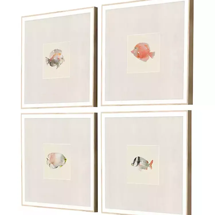 Framed Art-Kirklands Home Coastal Medley Framed Art Prints, Set of 4 Gray