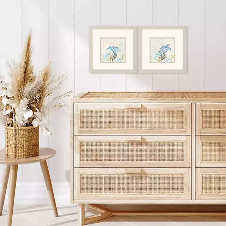 Framed Art-Kirklands Home Blue Sea Turtle Frames Art Prints, Set of 2