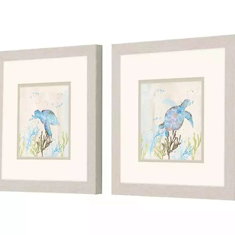 Framed Art-Kirklands Home Blue Sea Turtle Frames Art Prints, Set of 2