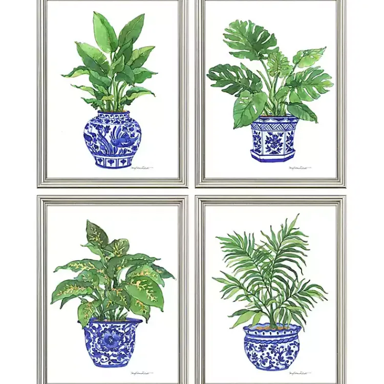 Framed Art-Kirklands Home Botanical Blues Framed Art Prints, Set of 4