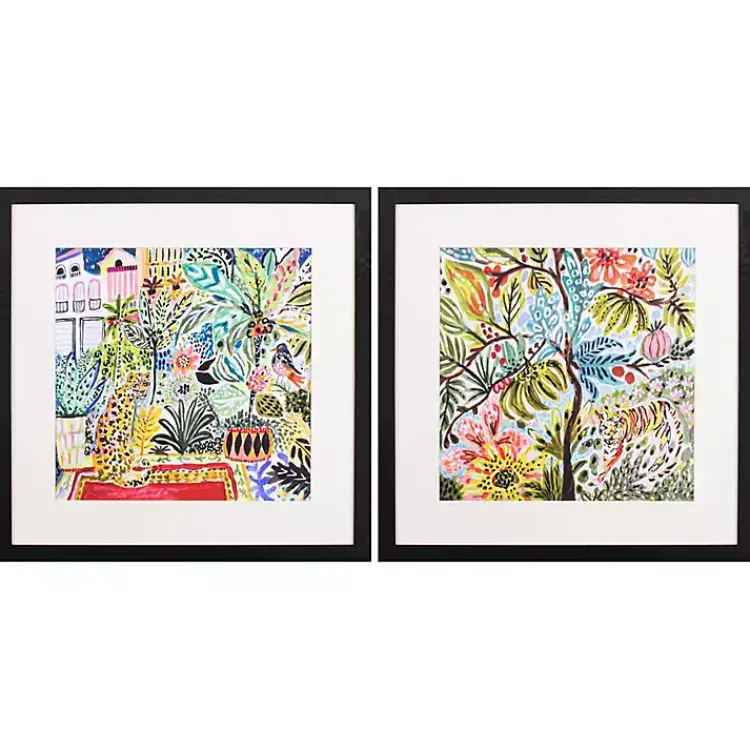 Framed Art-Kirklands Home Jungle Cat Landscape Framed Art Prints, Set of 2 Multi