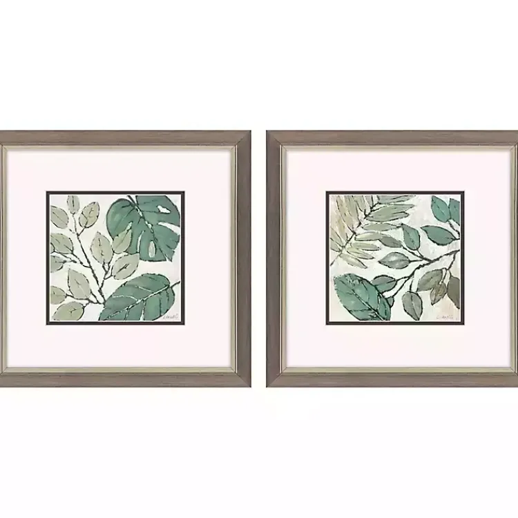 Framed Art-Kirklands Home Green Summer Leaves Framed Art Prints, Set of 2