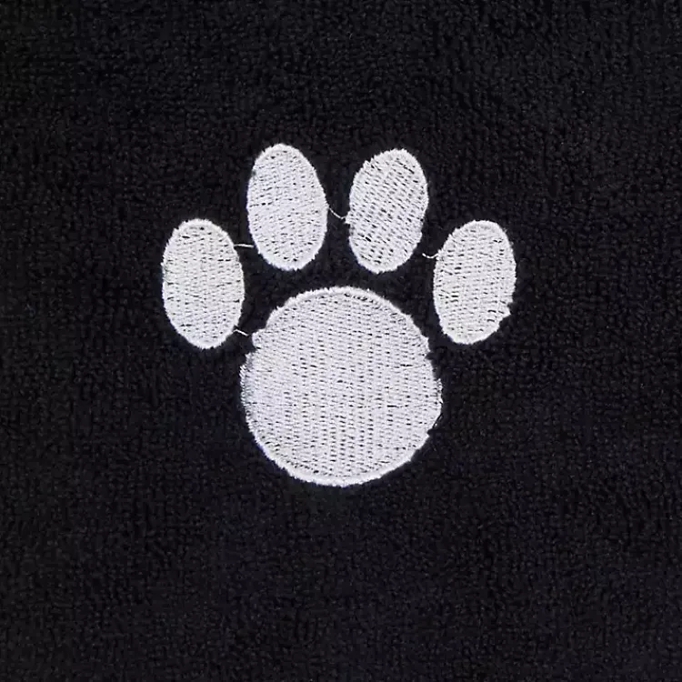 Pet Dishes & Canisters-Kirklands Home Black & White Embroidered Paw Pet Towels, Set of 3