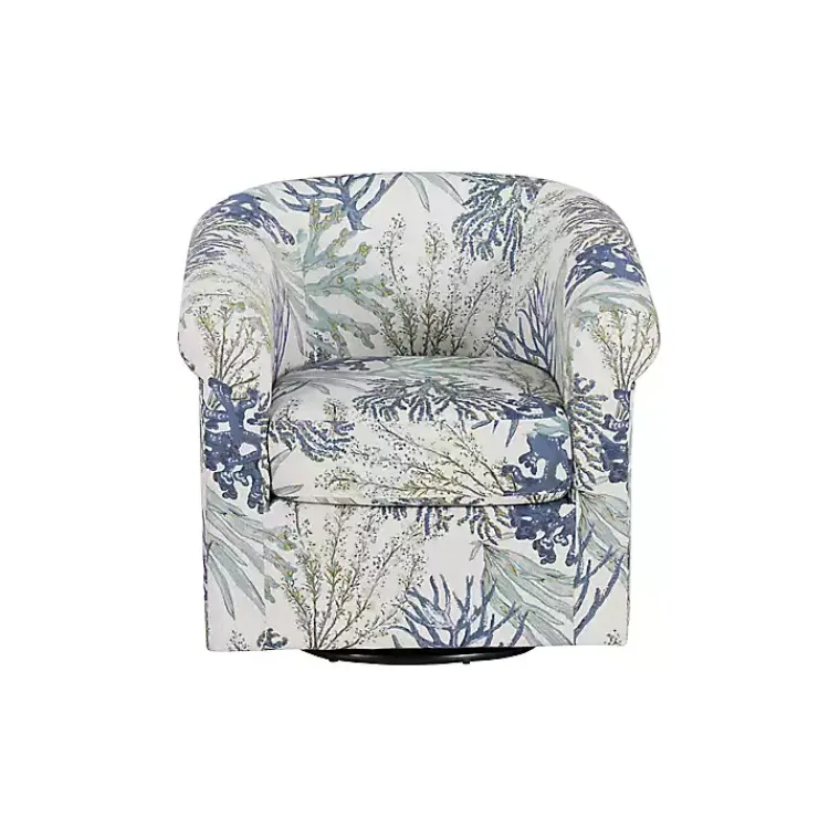 Accent Chairs-Kirklands Home Ocean Bonnie Swivel Accent Chair Blue