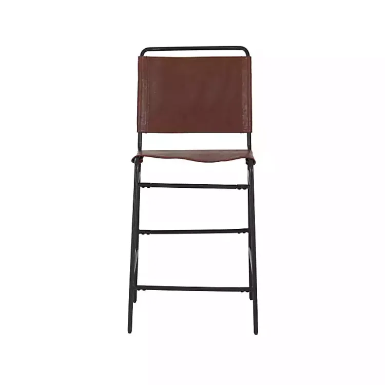Bar Stools & Counter Height Stools-Kirklands Home Faux Leather Sling Counter Stool Brown