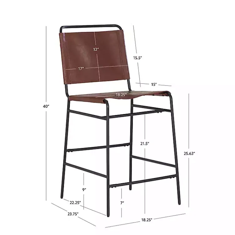 Bar Stools & Counter Height Stools-Kirklands Home Faux Leather Sling Counter Stool Brown