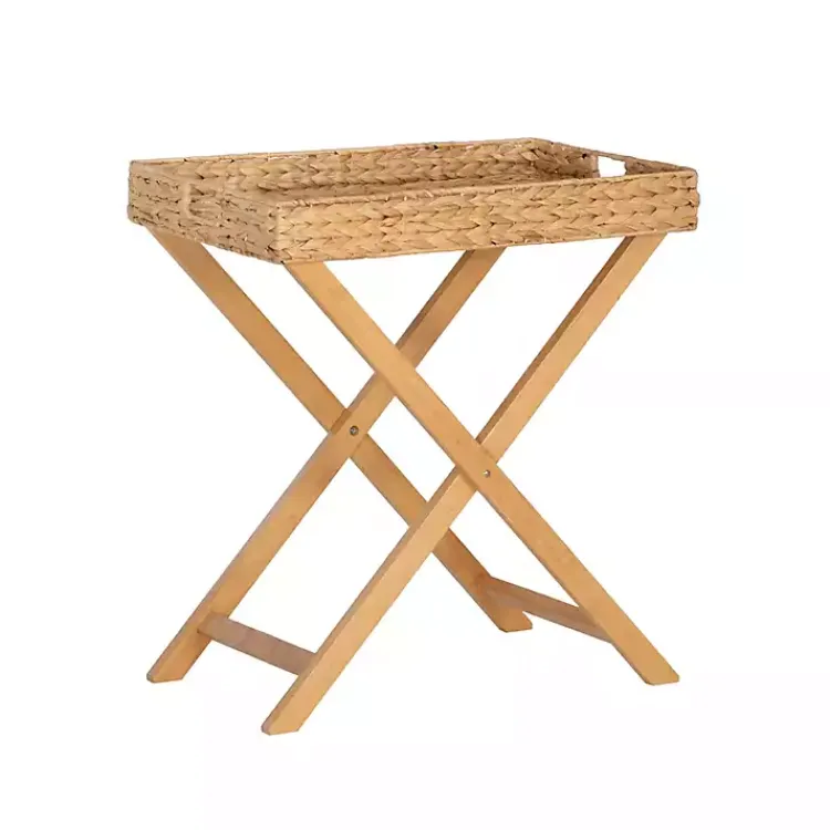 Accent & End Tables-Kirklands Home Natural Hyacinth Haysom Tray Table Tan